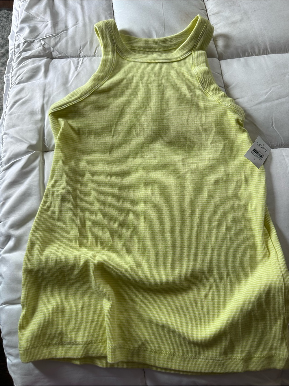 Loft Women's Sleeveless Ribbed Tank Top - Yellow NWT